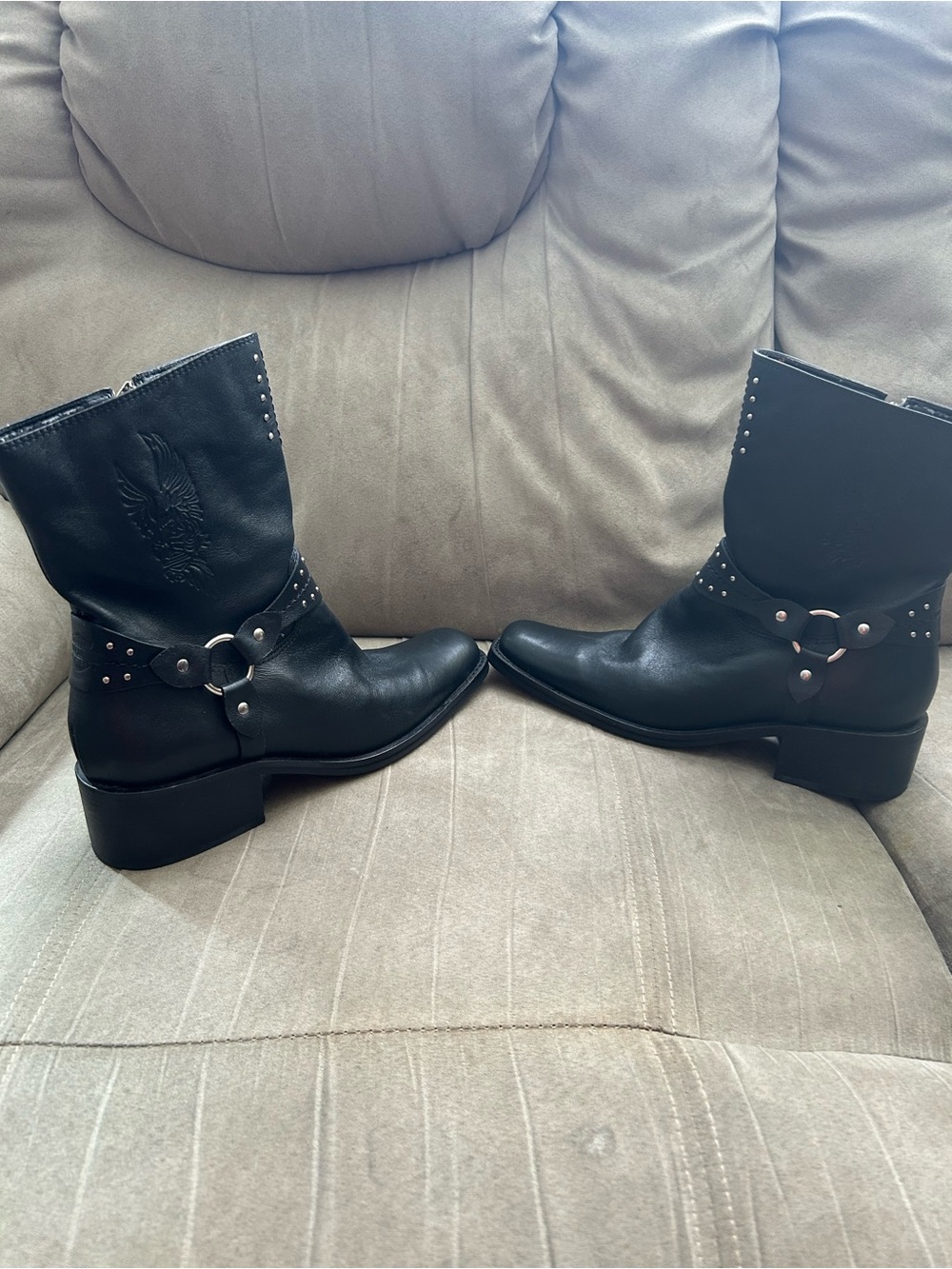 Harley-Davidson Black Studded Leather Ankle Boots